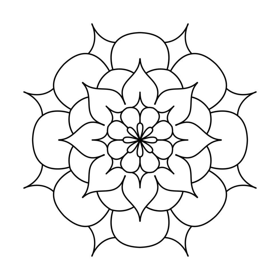 Artistic Celestial Orbit Mandala in Black and White Coloring Book Page vector