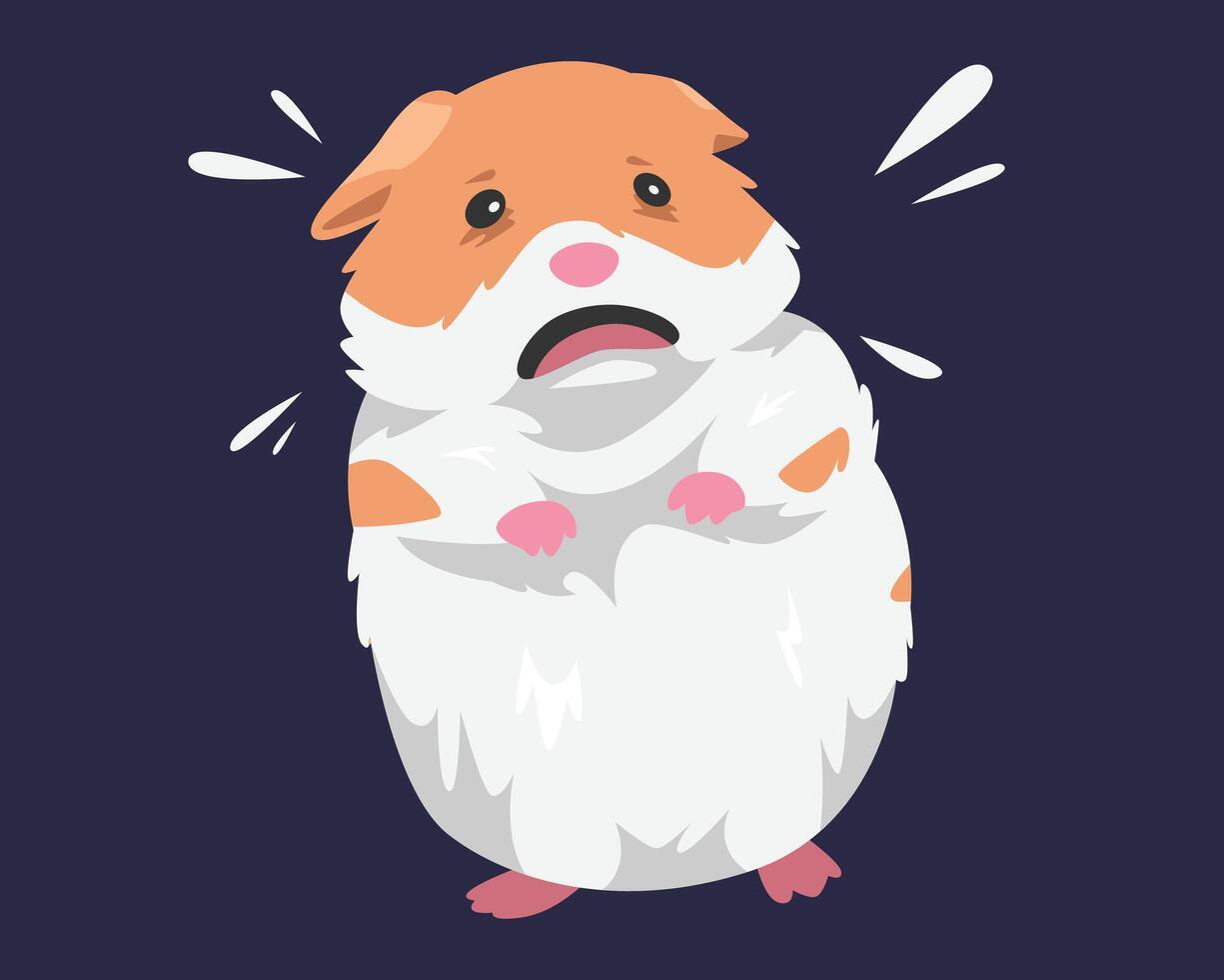 Adorable hamster with surprised look. Shocked hamster expression. Cartoon flat illustration vector