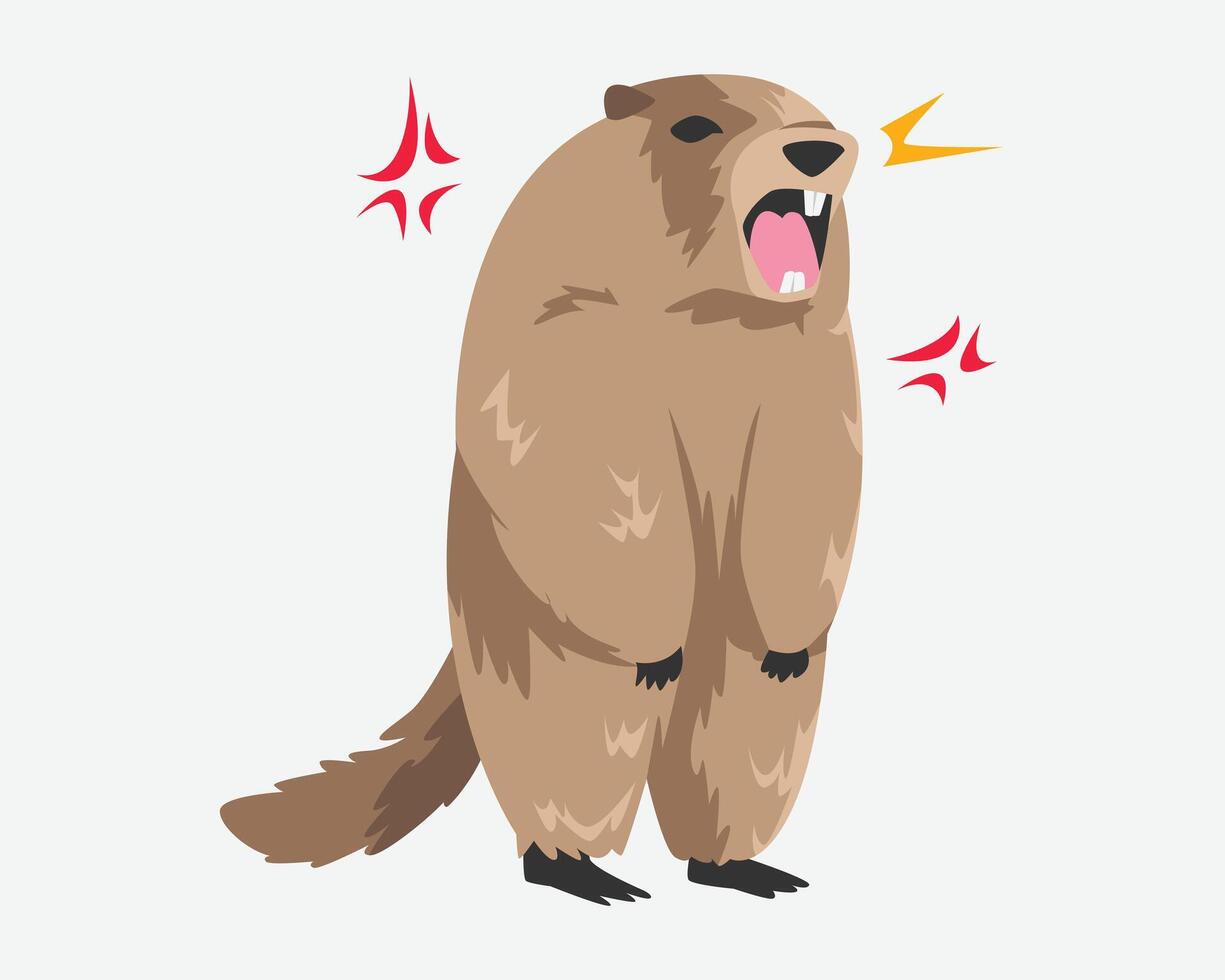 Screaming marmot. Funny cute marmot shouting. Angry symbol. Cartoon flat illustration. vector