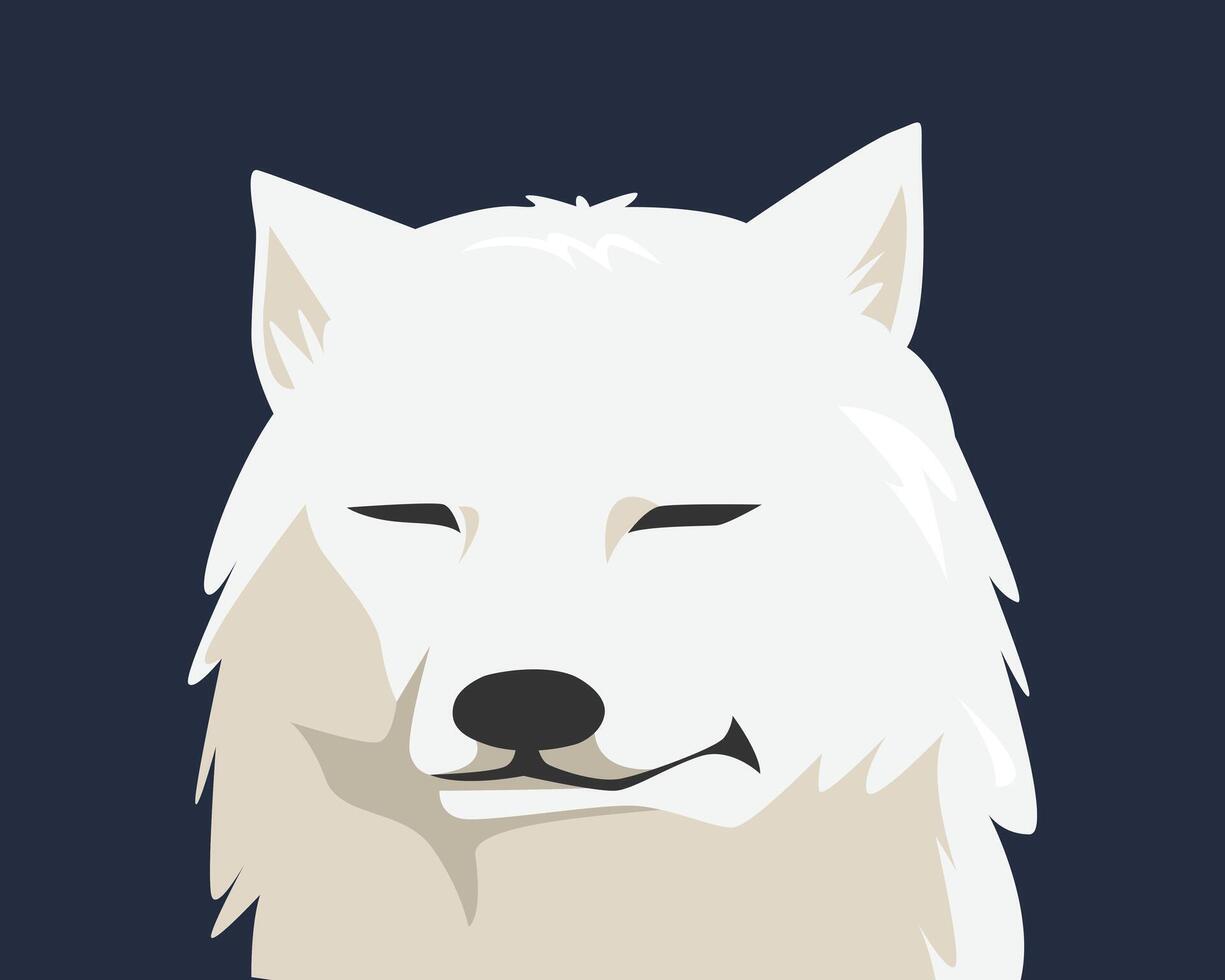 Funny sleepy wolf face. Cartoon flat illustration. vector