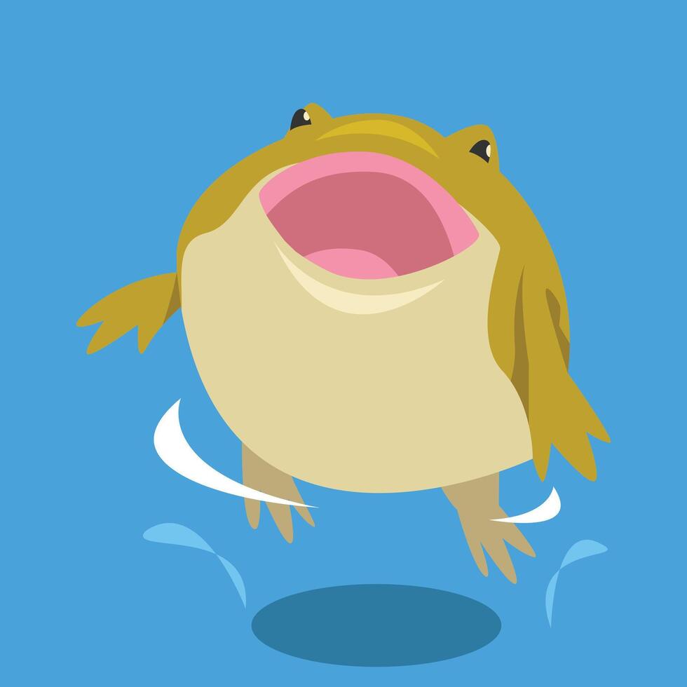 Funny frog jumping. Cartoon flat illustration. vector