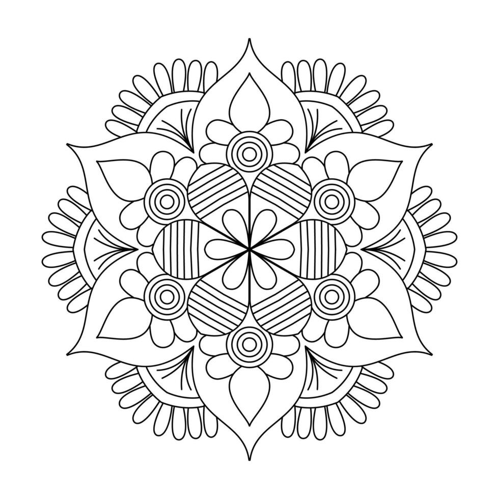 Sacred Geometric Bloom Mandala for Coloring Book Page vector
