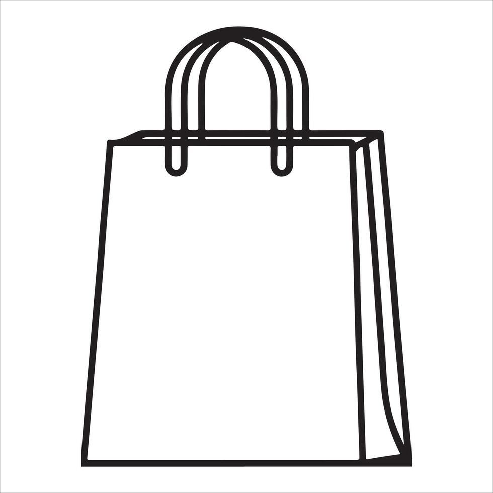 Simple Shopping Bag Silhouette One Line vector
