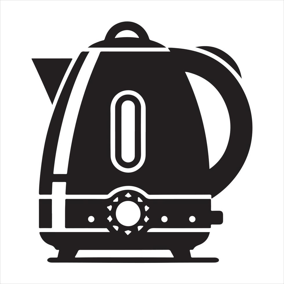 Electric kettle black silhouette on white background vector
