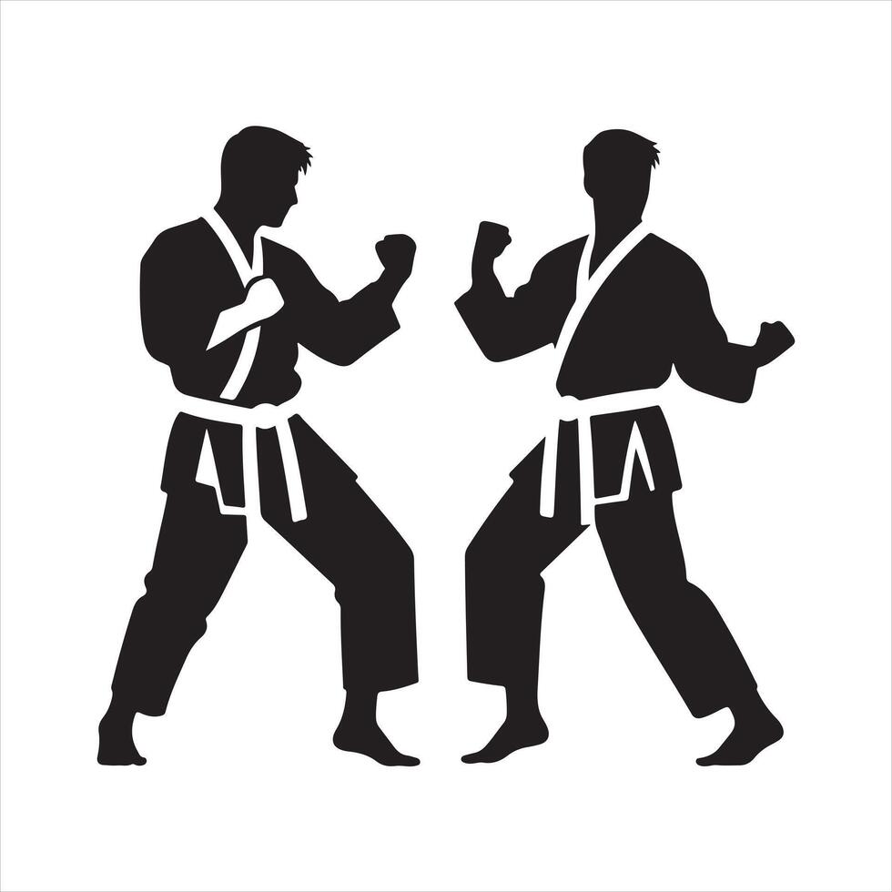 A karate man silhouette white background vector