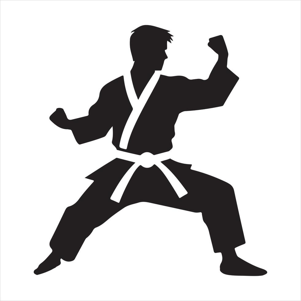 Karate black silhouette vector