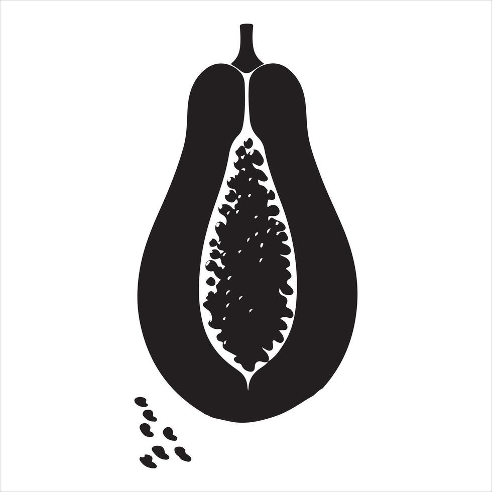 Papaya silhouette on white background vector