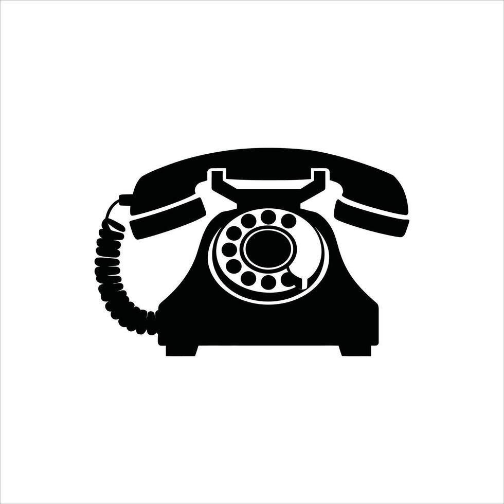 Classic Rotary Phone Silhouette Isolated Retro Communication Icon vector