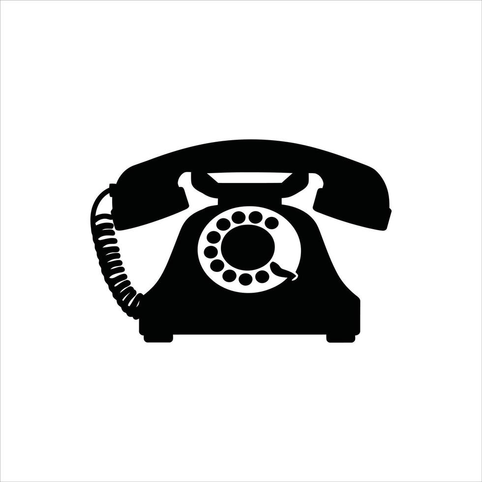 Vintage Phone Icon Old-Fashioned Telephone Silhouette vector