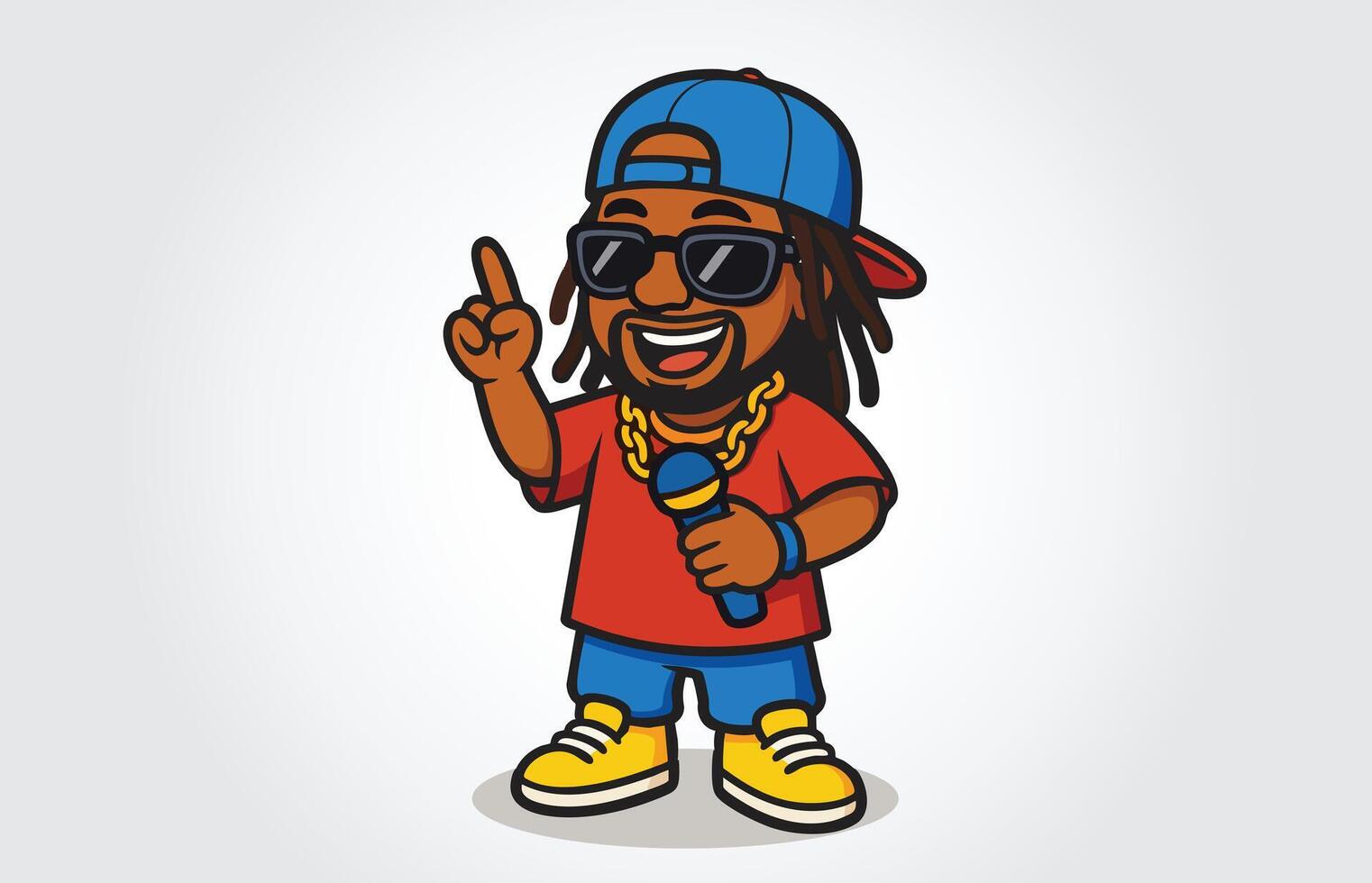 Dj Rapper or Singer Mascot Cartoon Character Template vector