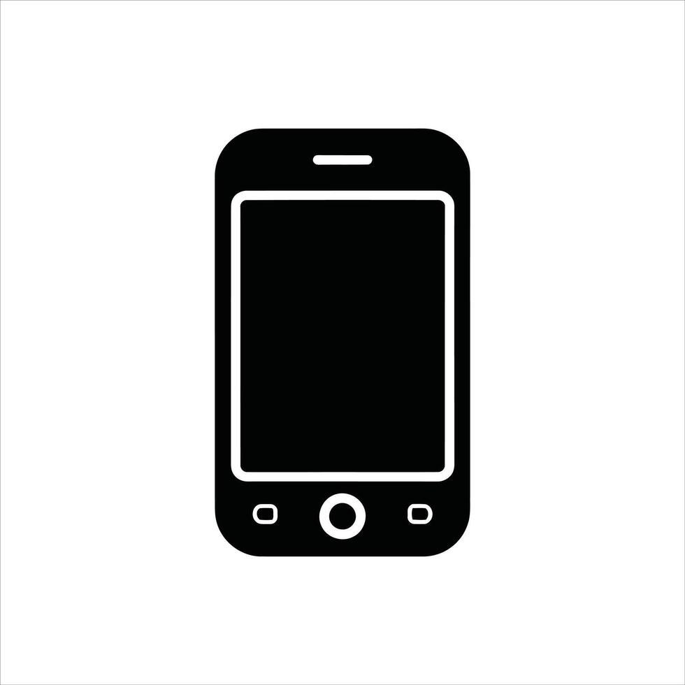 Flat Smartphone Icon Simple Silhouette on White Background vector