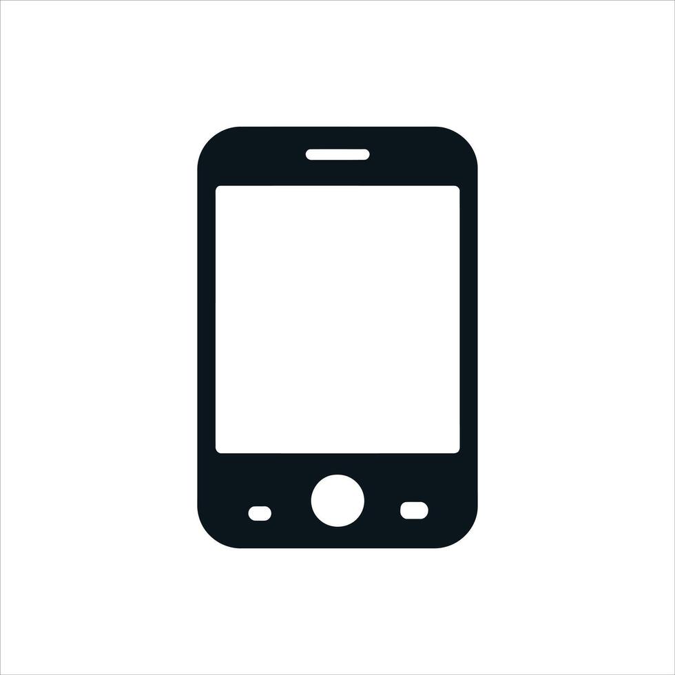 Black Mobile Phone Icon Isolated Smartphone Silhouette vector