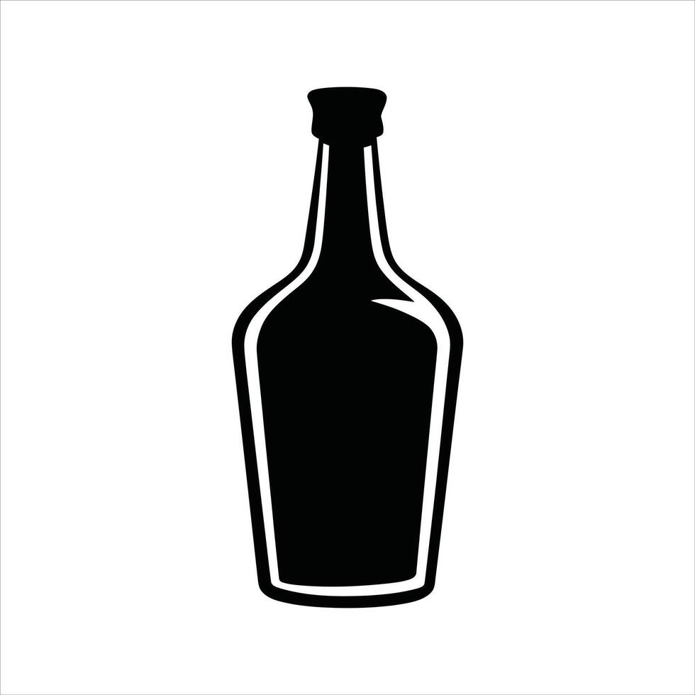 Minimal Black Bottle Icon Isolated Drink Container Silhouette vector