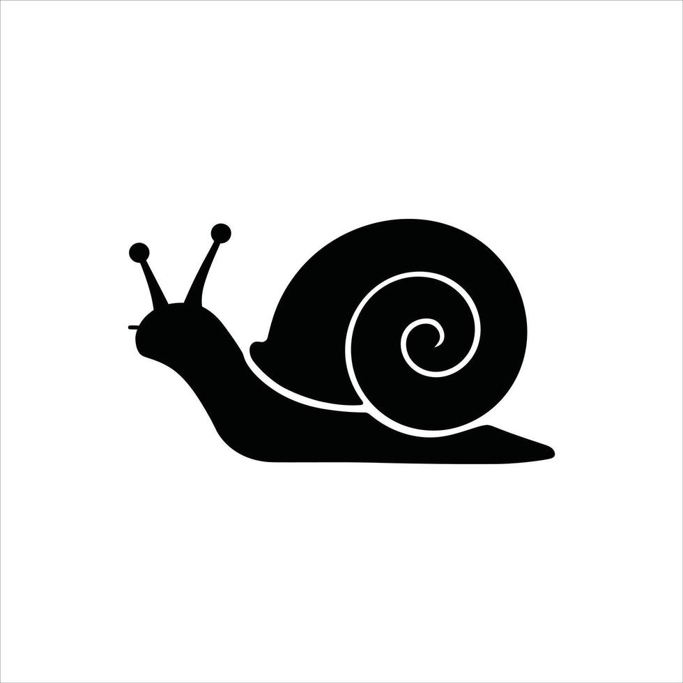 Side View Snail Icon Black Silhouette Isolated Design vector
