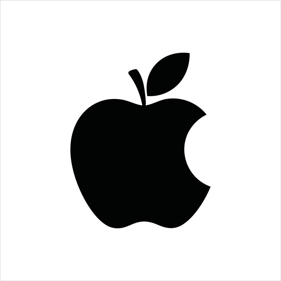 Apple Fruit Icon Simple Black Silhouette Design vector