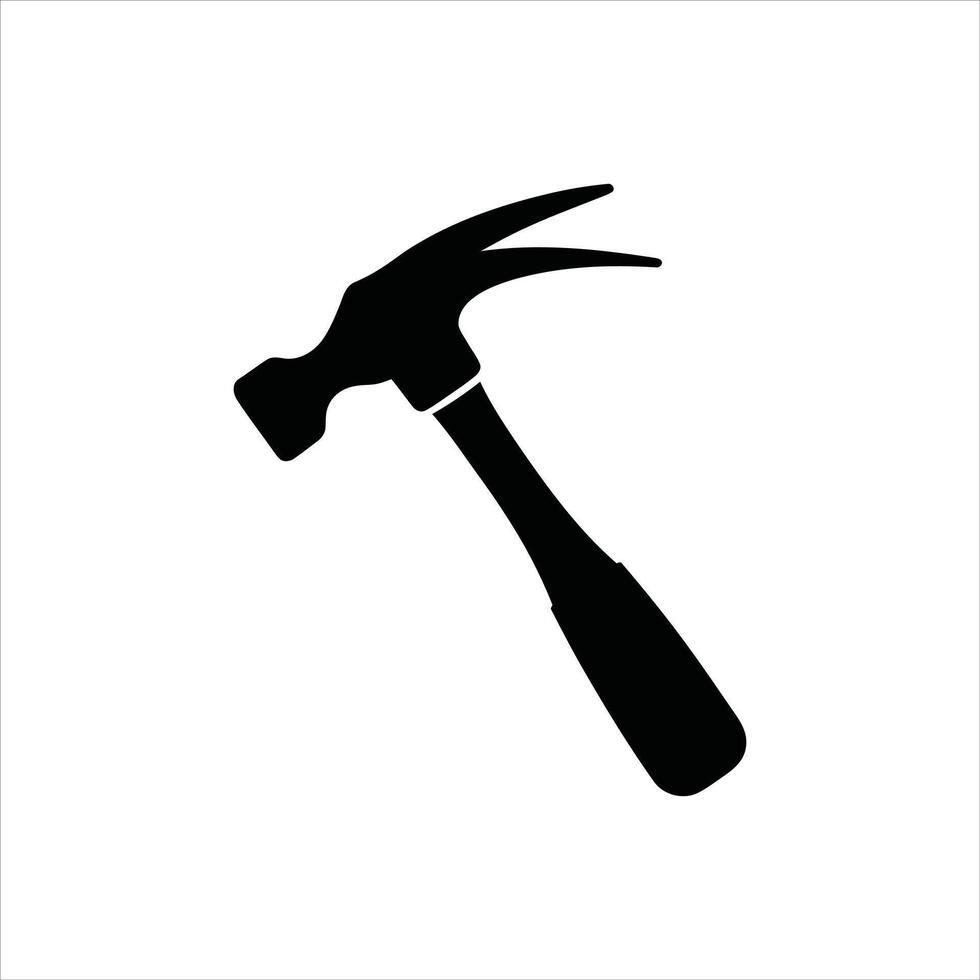 Black Hammer Silhouette Tool Icon on White Background vector