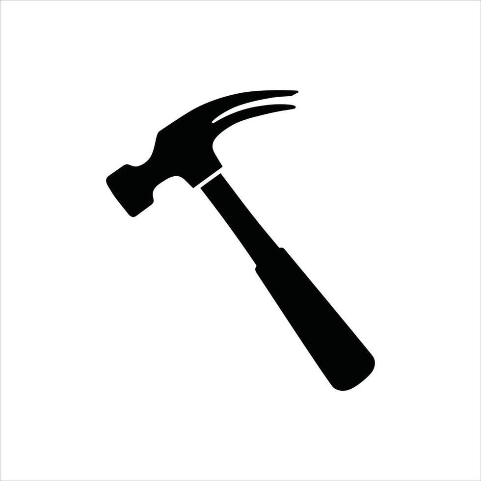 Minimal Hammer Icon Construction Tool Silhouette vector