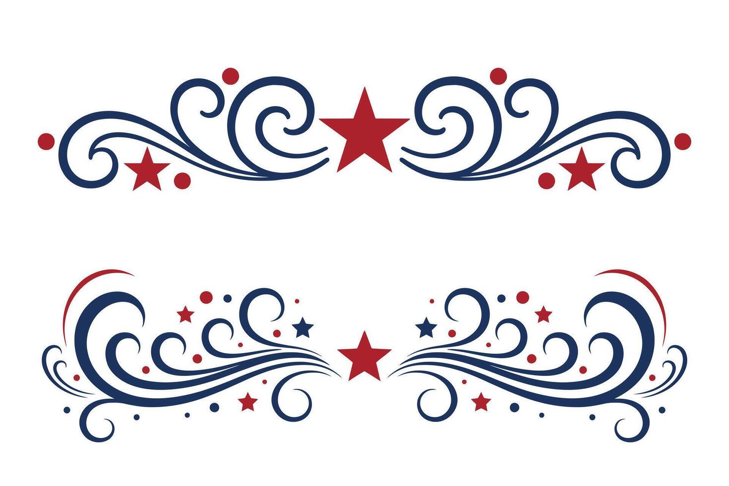 Patriotic stars and swirly designs elements vector