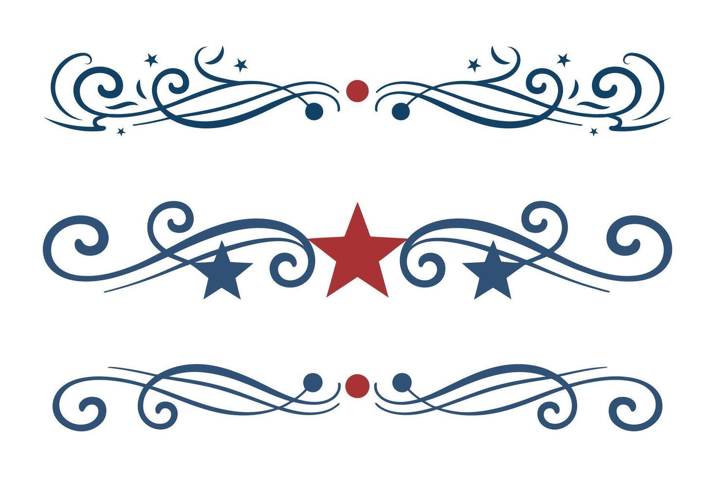 4th of July lettering header Ornate swirls vector