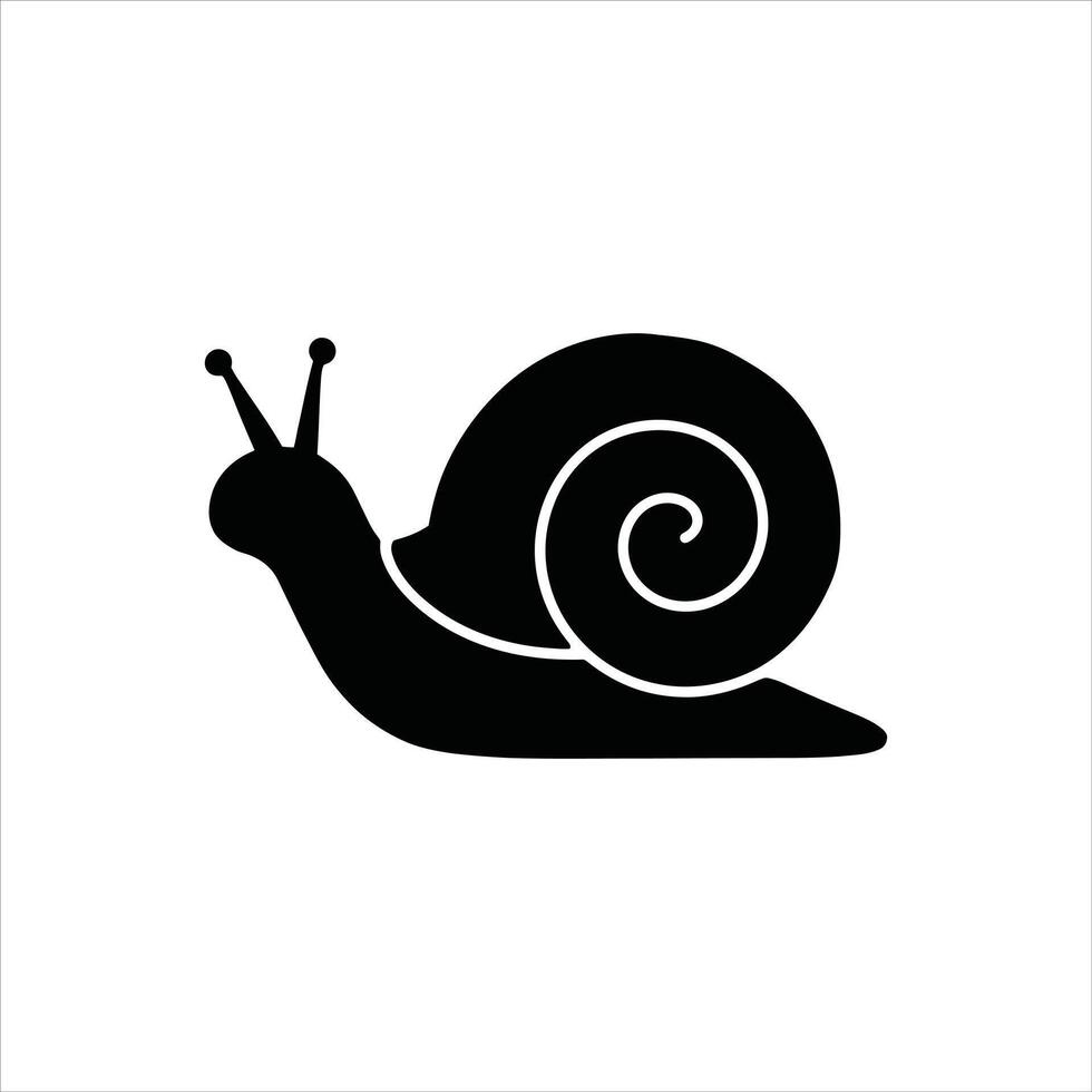 Snail Silhouette Icon Black on White Background vector
