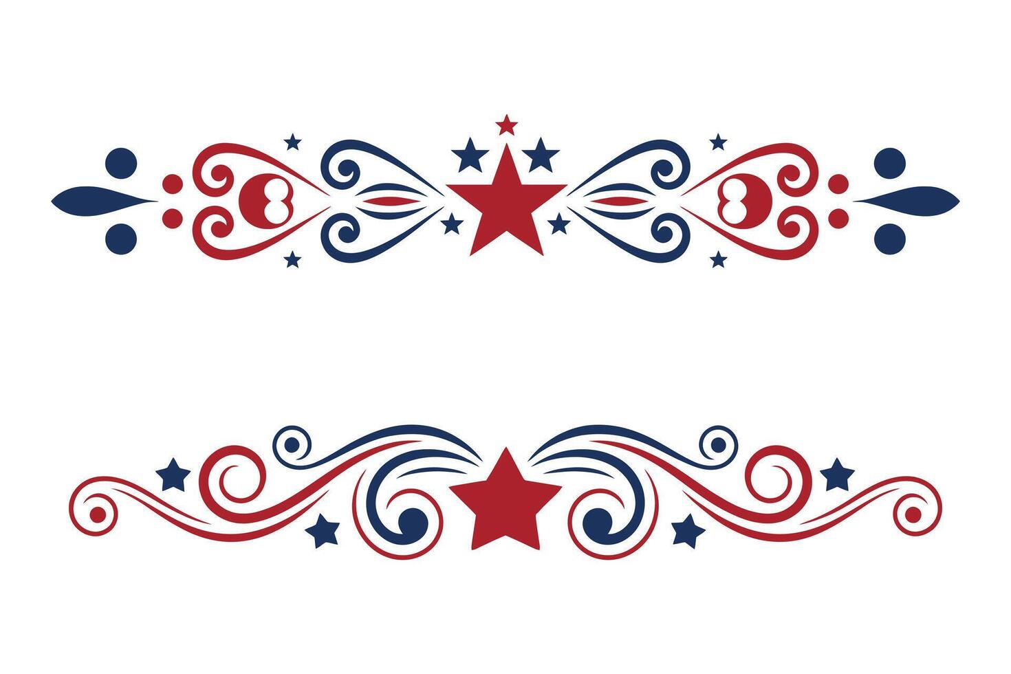 Patriotic Scroll Dividers with Red and Blue Swirls vector