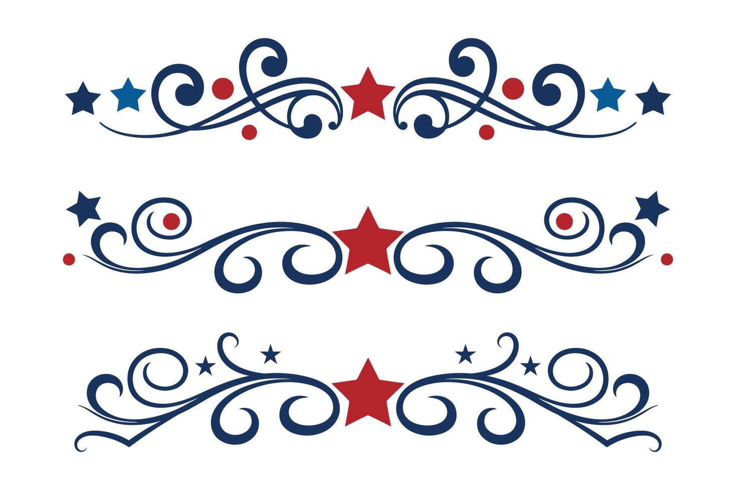 Ornate Patriotic swirls Page Dividers vector