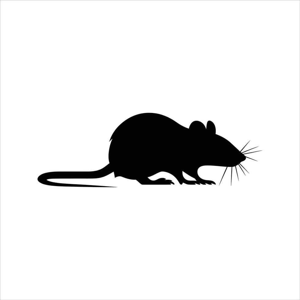 Black Rat Icon Minimal Rodent Silhouette Design vector