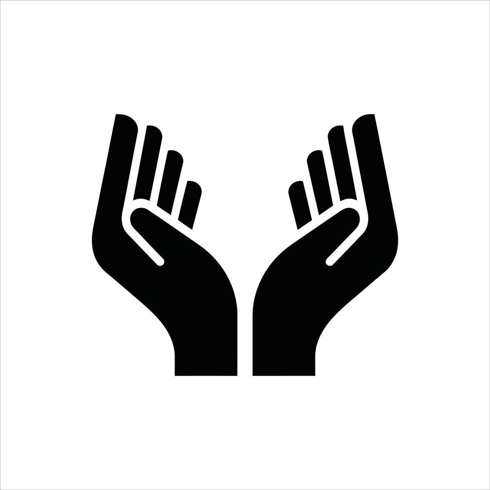 Open Palms Icon Compassion and Help Silhouette Design vector