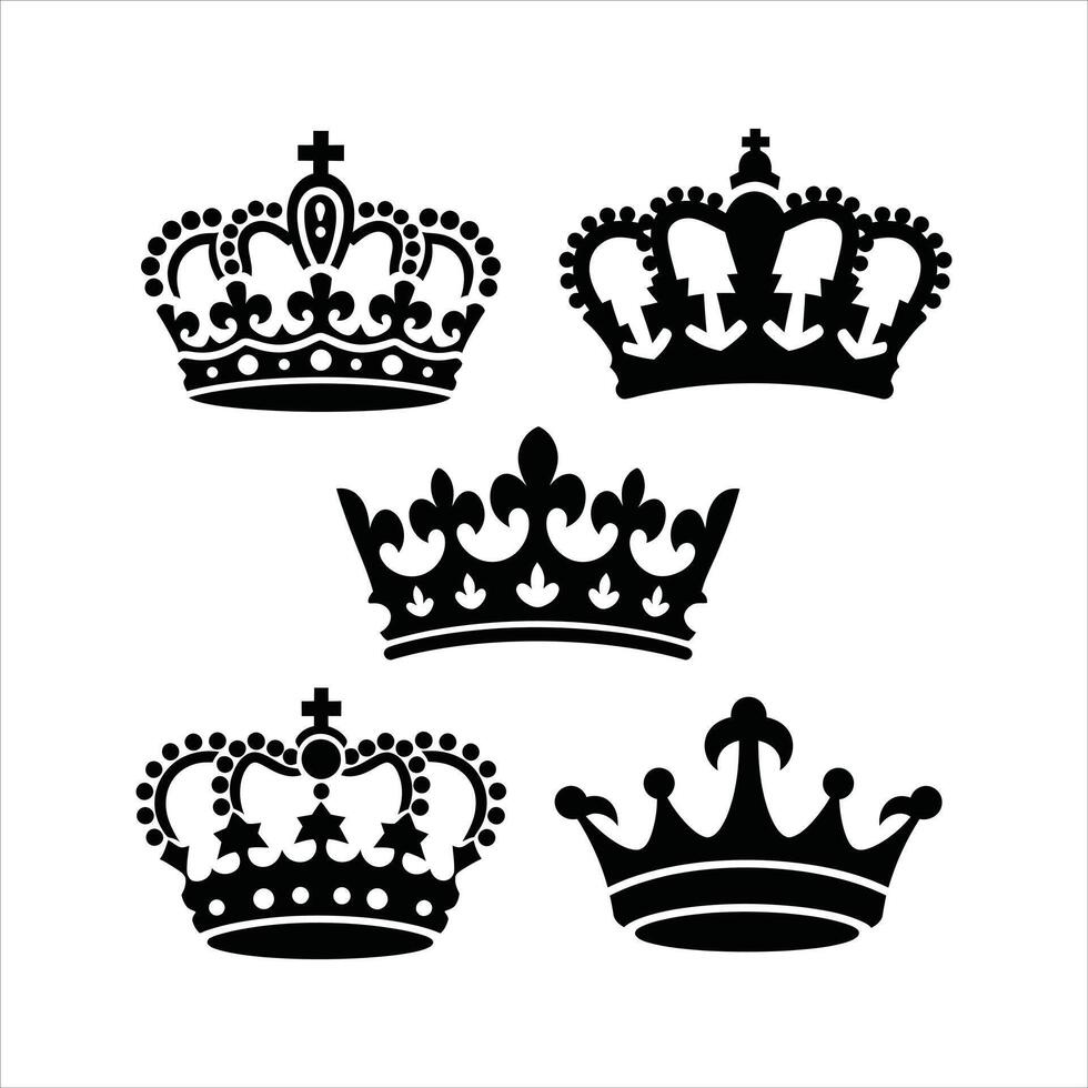 Crown Silhouette Set Royalty and Nobility Icons vector