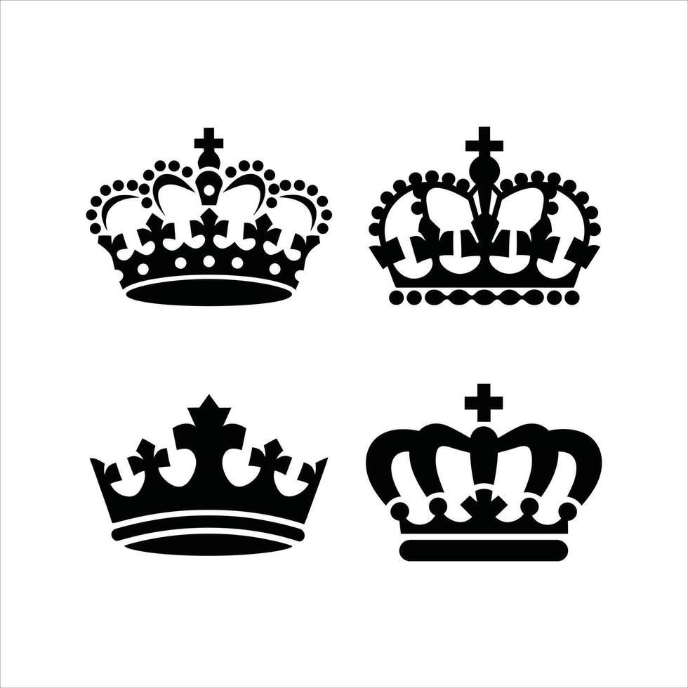 Regal Crown Silhouettes Symbols of Power and Prestige vector