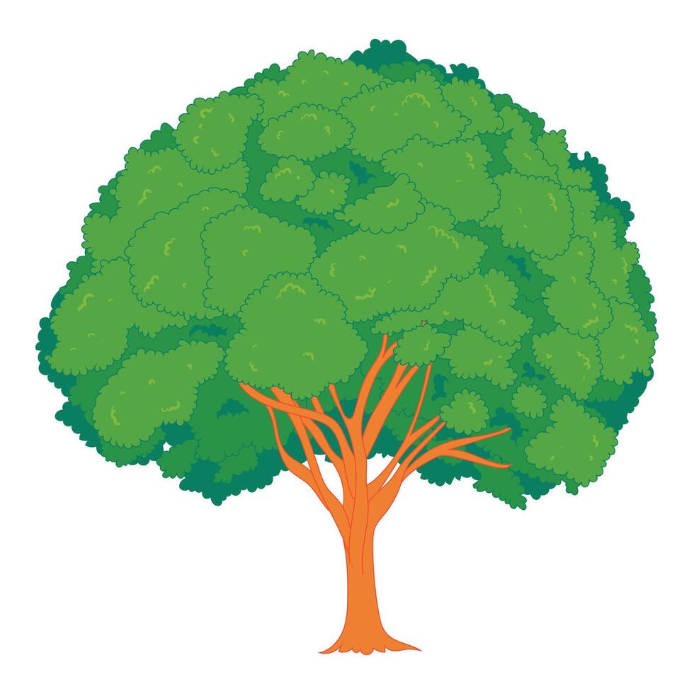 Flat or lowbrow style tree illustration. Ideal for eco themes, forest designs, nature branding, educational materials, outdoor elements, and environmental graphic projects vector