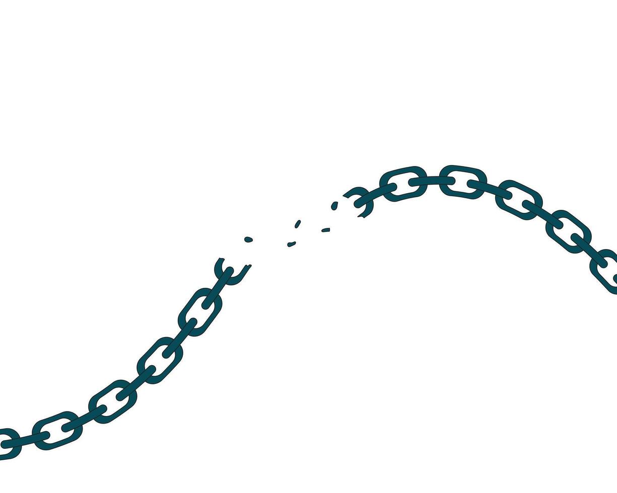 Flat or lowbrow illustration of a broken chain, symbolizing freedom and strength. for easy use in social campaigns, independence visuals, protest art, or personal empowerment vector