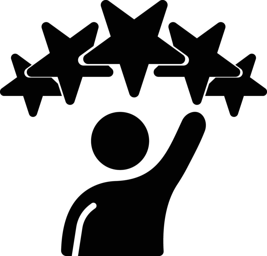 man with star icon. review quality rate icon. Favorite or popular person. illustration vector