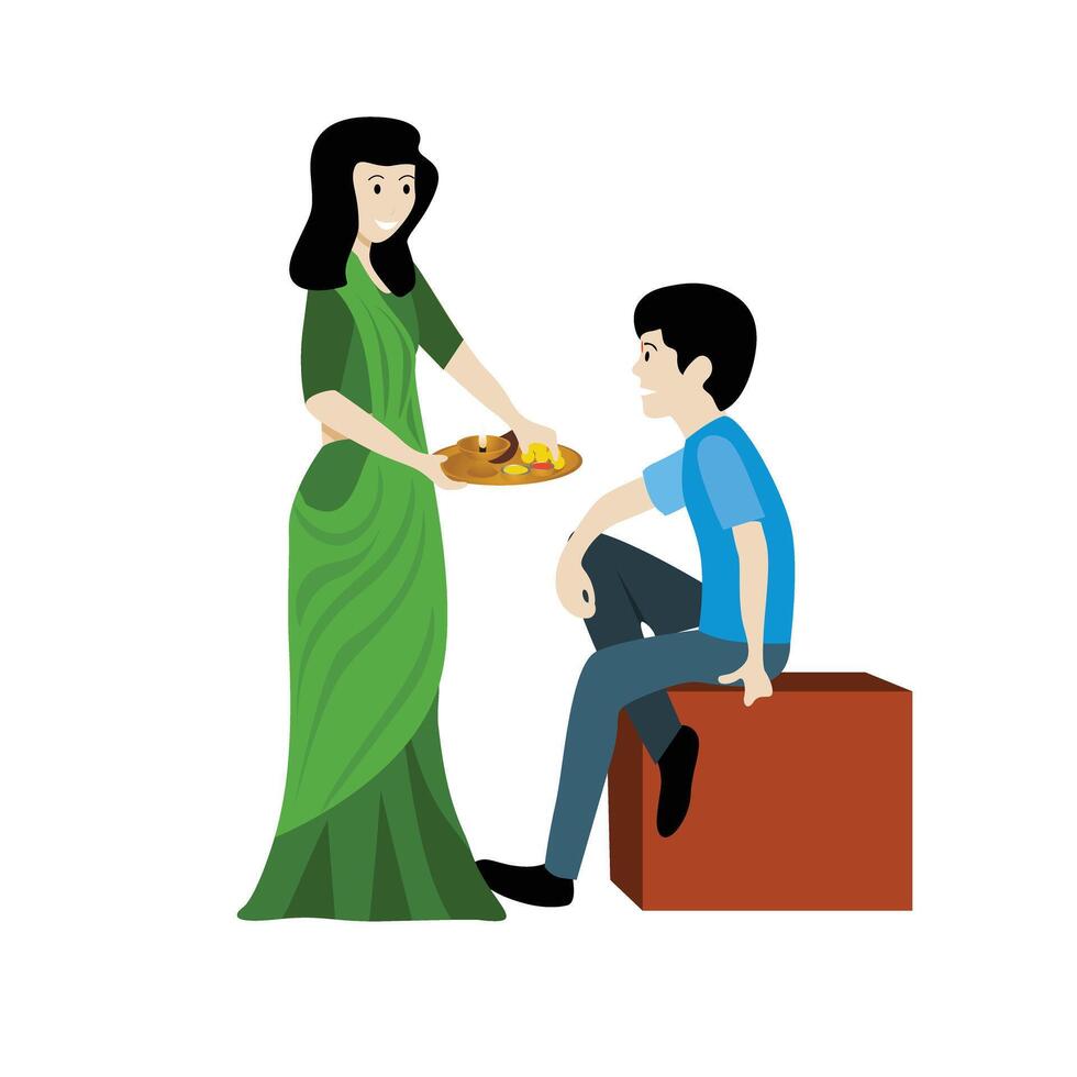 Rakhi Celebration with brother and sister vector