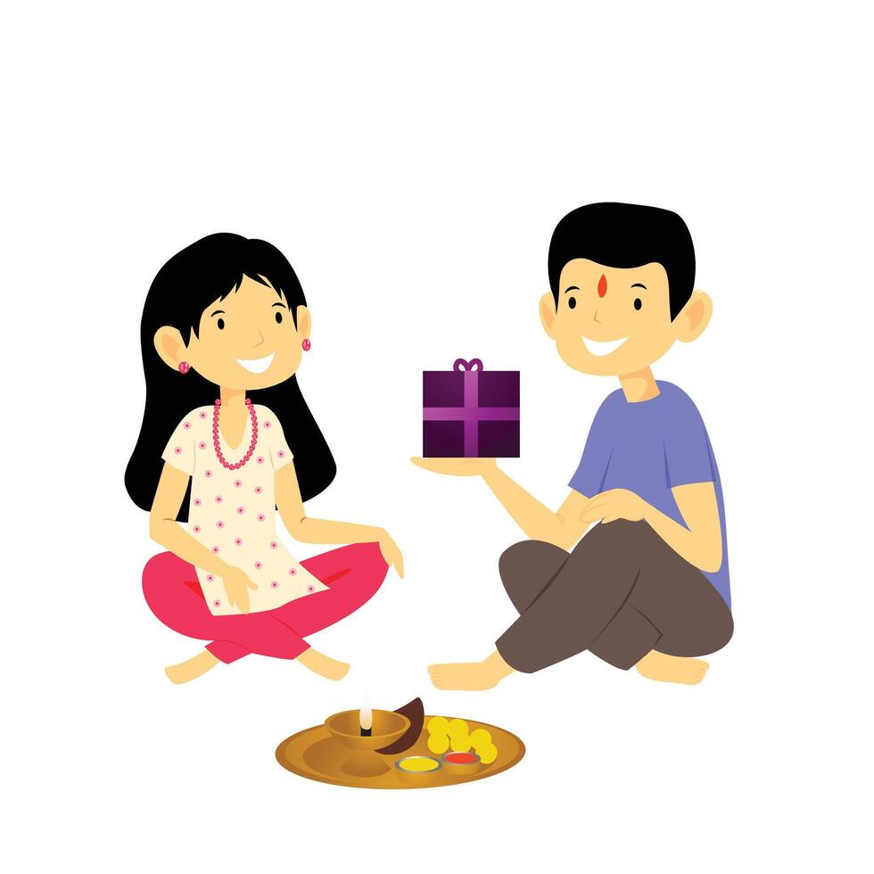 Raksha Bandhan Celebration with Brother and Siste vector