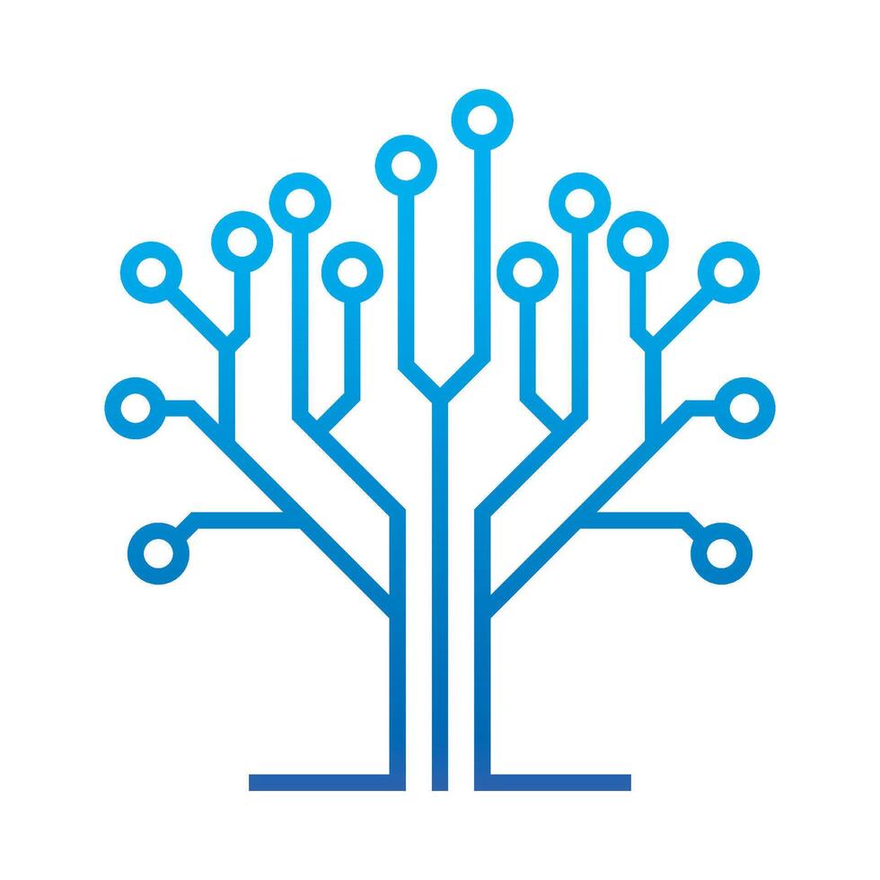 Abstract Creative Circuit Tree Icon vector