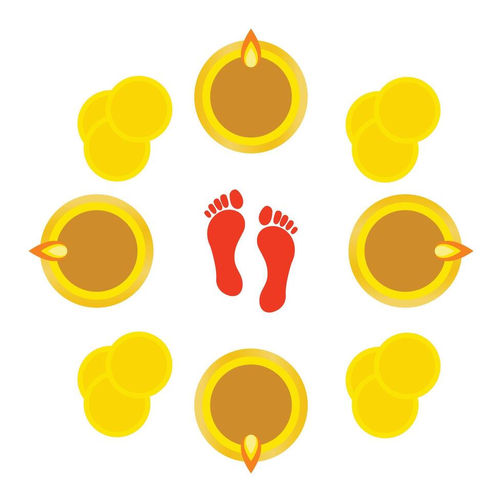 Dhanteras festival rangoli design with Diya vector