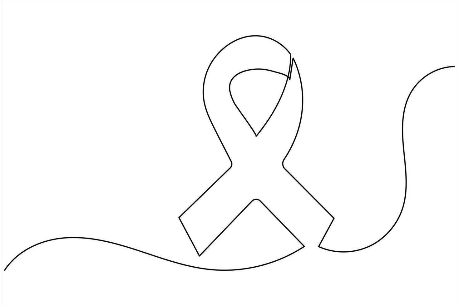 Continuous line ribbon artwork minimal outline isolated vector