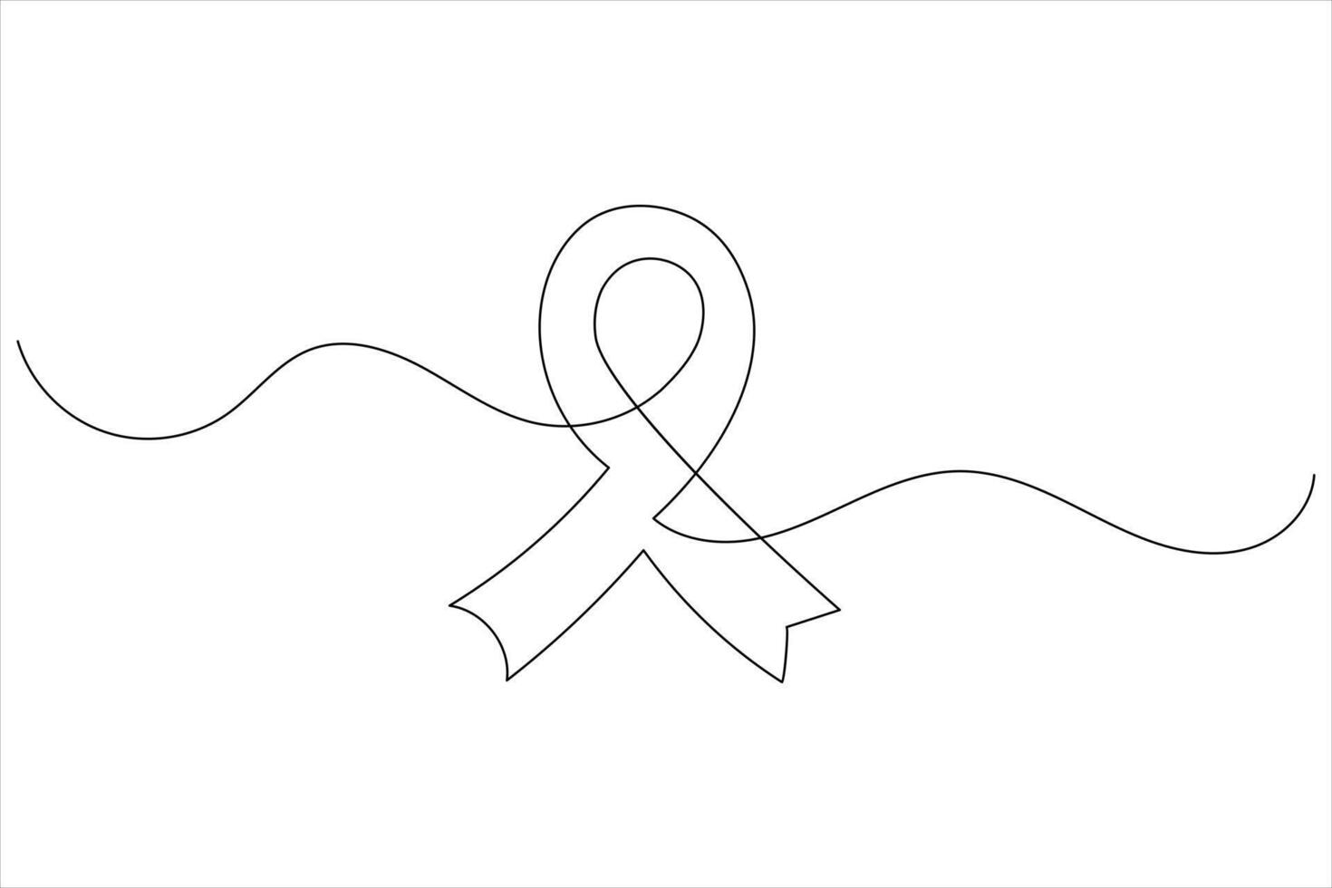 One line ribbon sketch with minimal artistic style vector
