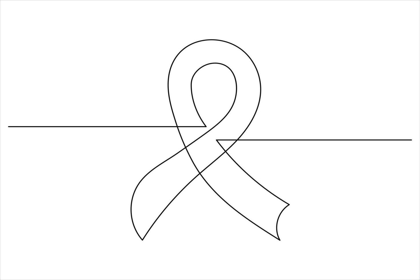 Ribbon continuous line art elegant outline for minimal design vector