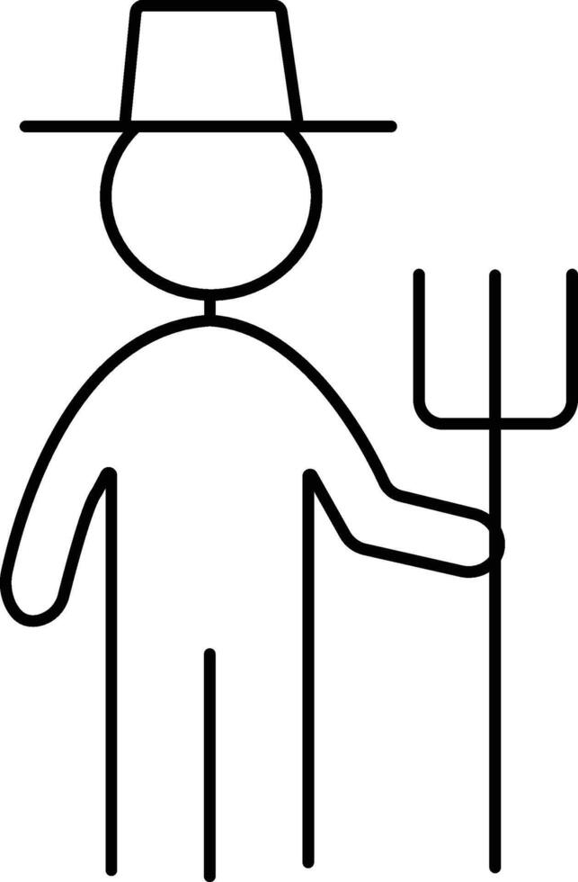 Stick Figure Farmer Holding Pitchfork Icon vector