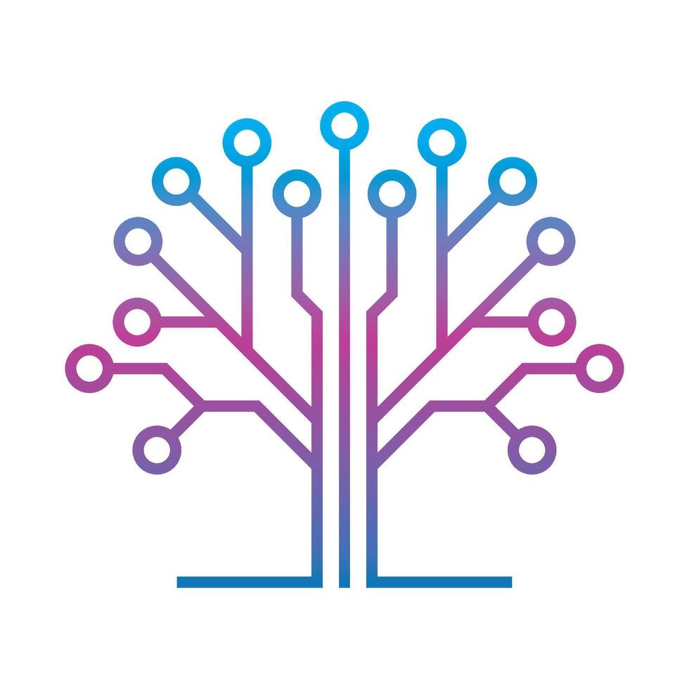 Creative circuit technology tree icon. vector