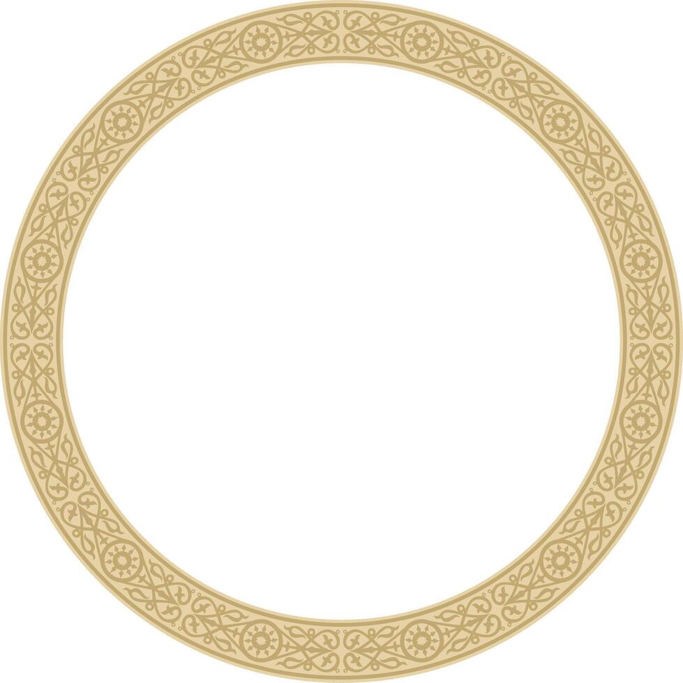 gold round Yakut ornament. Endless circle, border, frame of the northern peoples of Far East vector