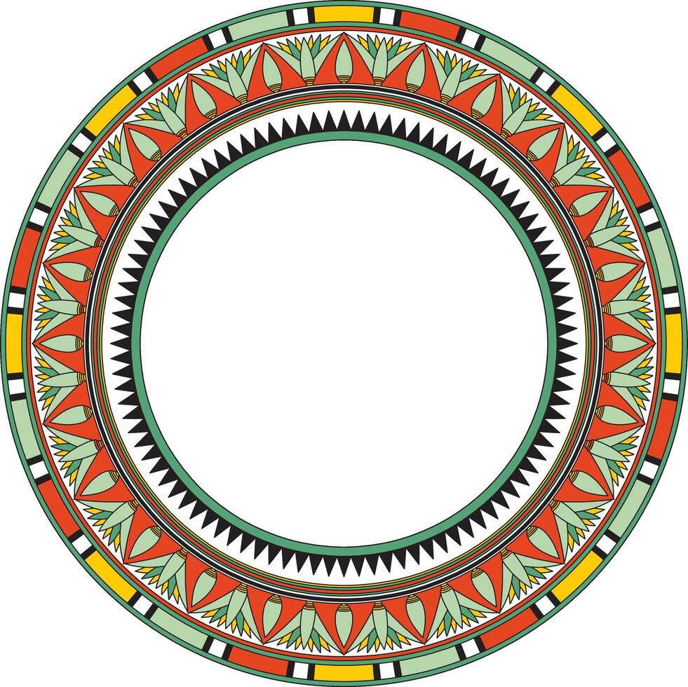 ancient gold and red Egyptian round ornament. Endless national ethnic border, frame, ring. vector