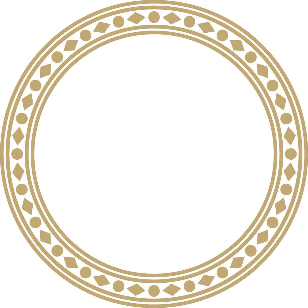 round gold ancient Russian ornament. Slavic border, frame. Circle, ring. royal chambers. vector