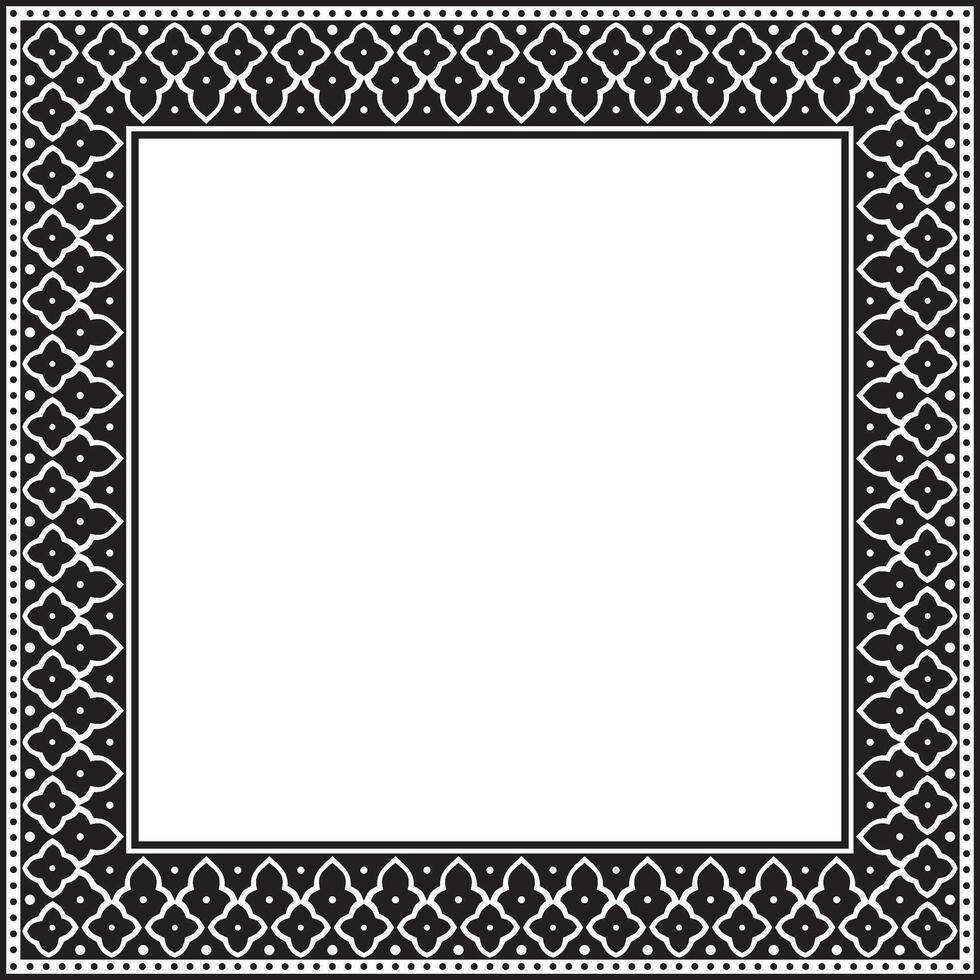 square monochrome black national Persian ornament. Rectangle, frame, border, ethnic pattern of the peoples Iran, Iraq, Tajikistan vector