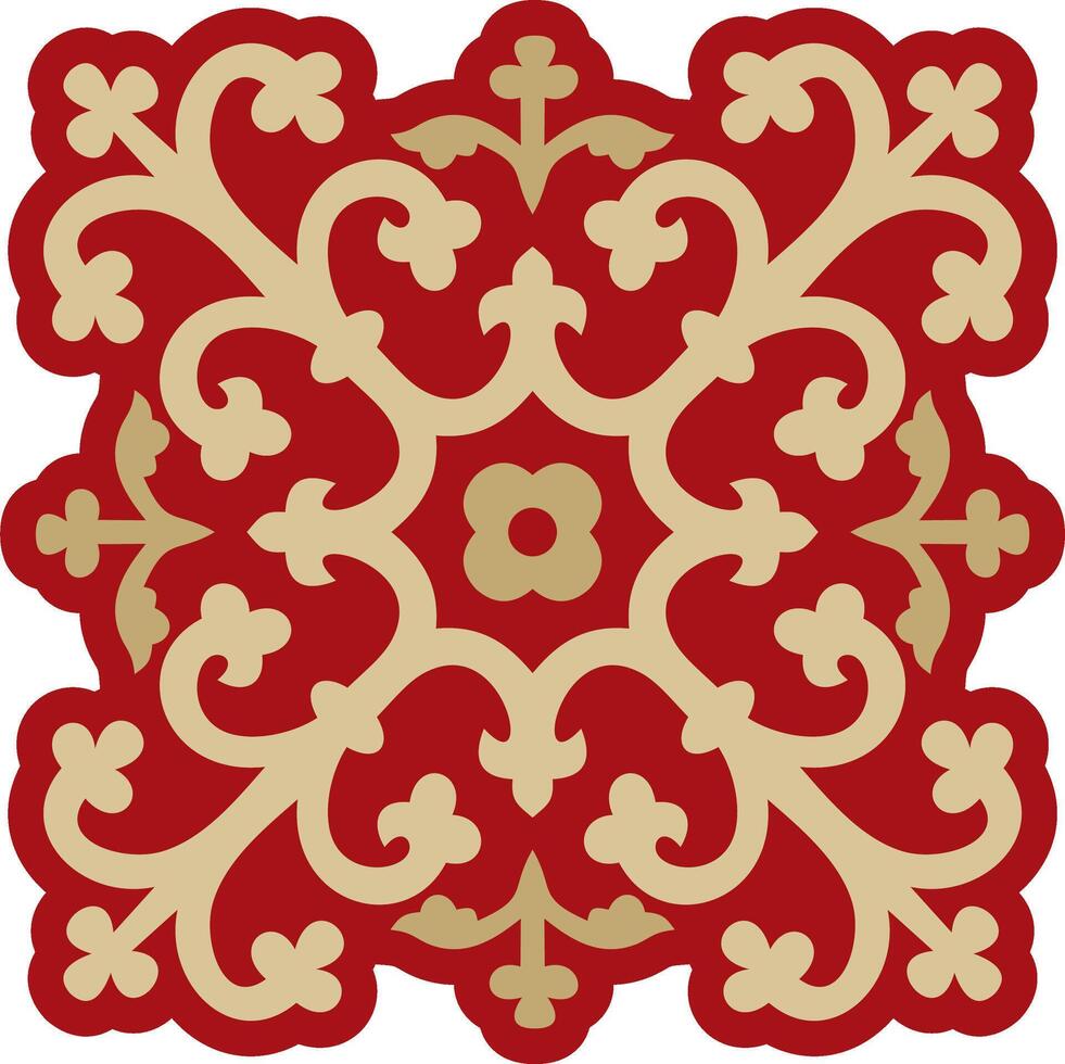 gold with red gothic ornament. Medieval European art. Traditional patterns of Catholic cathedral vector