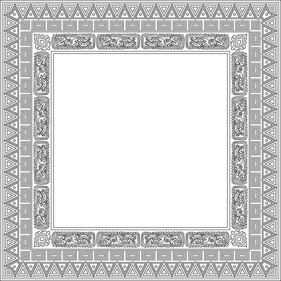 Native American square contour pattern. Geometric shapes in a rectangle . National ornament of the peoples of America, Maya, Aztecs, Inca vector