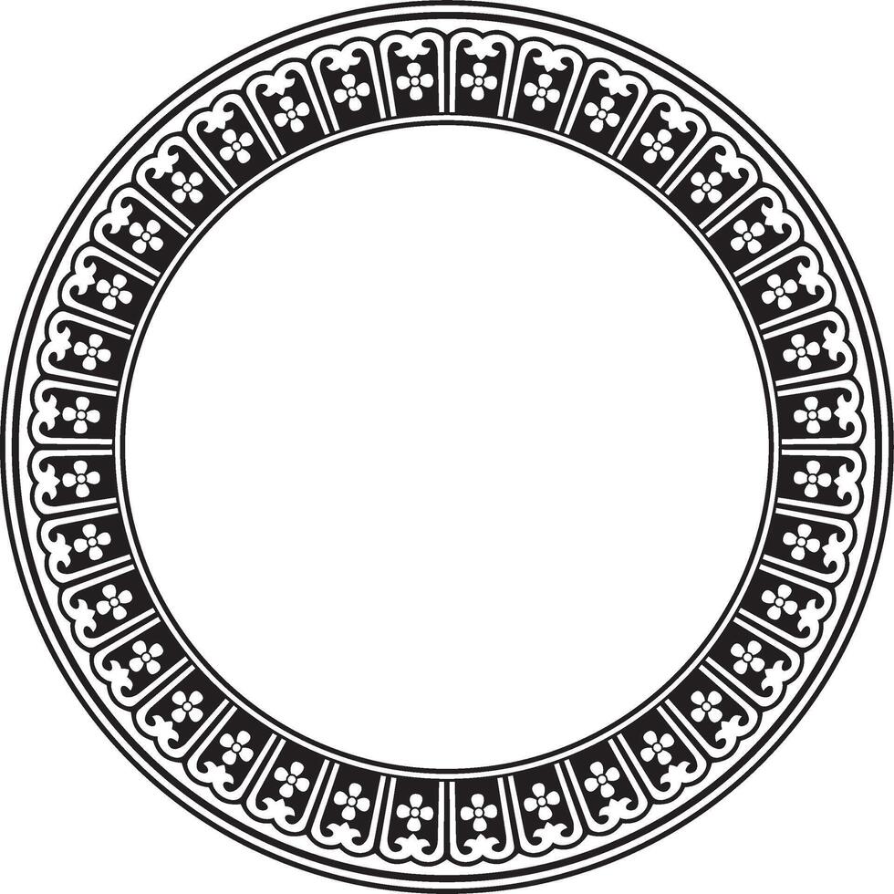 black monochrome Chinese circle, ring, frame. Round ornaments of oriental peoples, korea, taiwan, china, hong kong vector