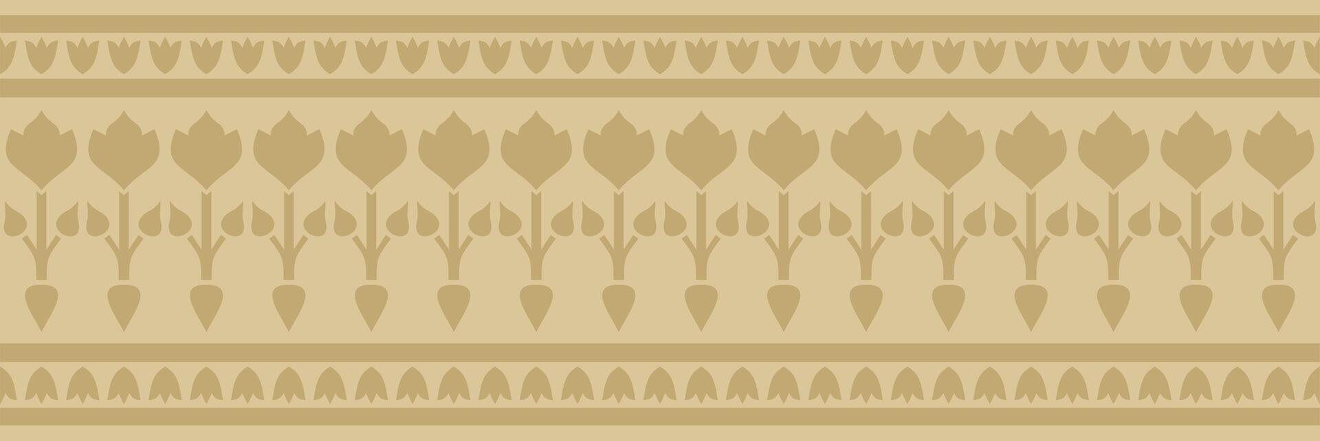 golden endless Turkish national ornament. Seamless ottoman border, frame. Ethnic floral pattern of Seljuk Turks. Decoration of the Sultan palaces. vector